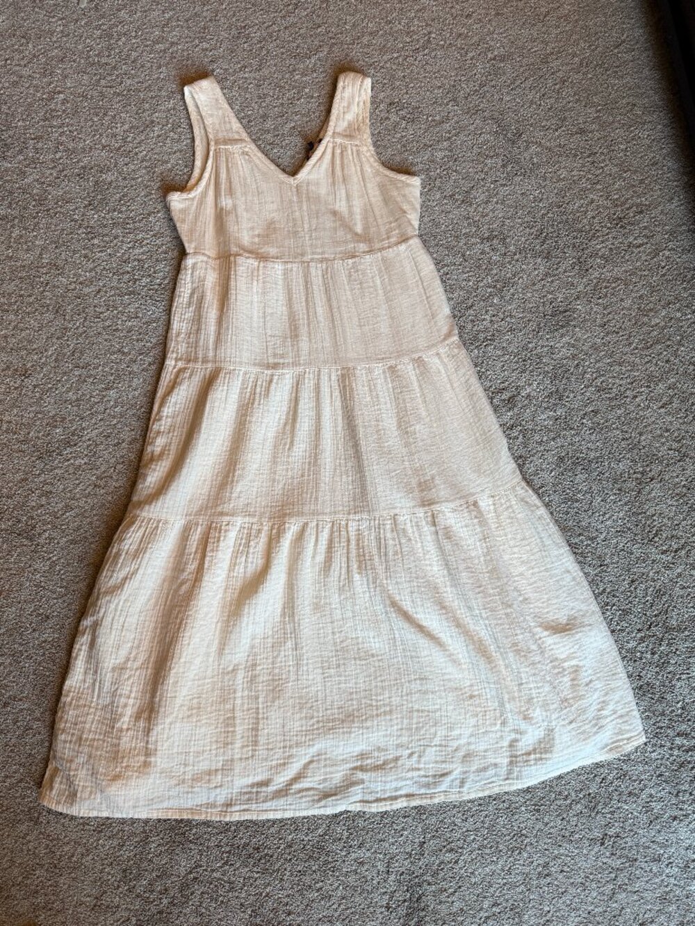 Quince 100% Organic Cotton Gauze Tiered Maxi Dress